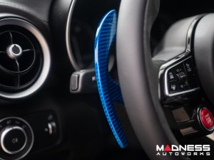 Alfa Romeo Giulia Paddle Shifter Covers - Carbon Fiber - Blue Candy Alfa Romeo Giulia Paddle Shifter Covers - Carbon Fiber - Blue Candy